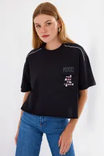 4321 Oversize T-Shirt with Pocket Detail - Black