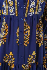 Robe hijab à motifs authentiques 2423 - Bleu marine 6