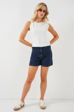 Kadın Kolsuz Basic Bluz 935 - Beyaz