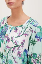 Robe à motifs ceinturée 5902 - Verte