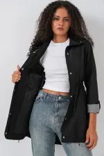 Trench-coat à taille cintrée 10322 - Noir