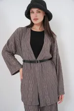Kadın Kimono Pantolon İkili Takım 30078 - Füme