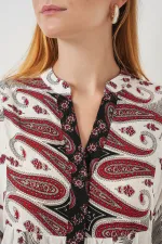 Kadın Desenli Uzun Tesettür Elbise 2585 - A.Kırmızı