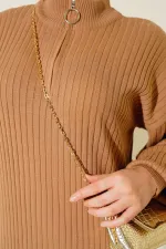 15900 Full Length Hijab Knit Dress - Tan