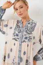 Robe hijab à motifs authentiques 2423 - Bleu marine, taille 12