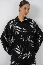 Ensemble deux pièces long jacquard pour femme 30089 - Noir