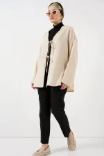 Keten Tesettür Kimono 5968 - Krem