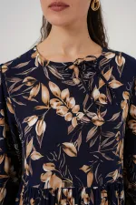 1947 Desenli Uzun Elbise - M. Lacivert