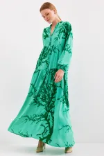 Robe hijab en viscose vert foncé pour femme 2423