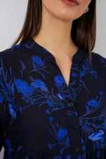 Robe longue hijab à motifs pour femme 2585 - Noir 9