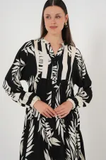 Robe hijab à motifs authentiques 2423 - Noir 12