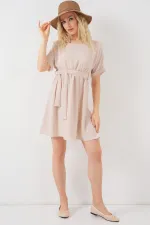 Robe courte Ayrobin à manches courtes pour femme 2572 - Crème