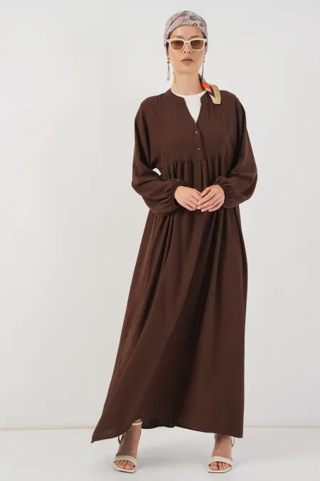 Women's Long Hijab Dress 2525 - Brown