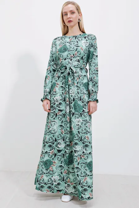 1525 Knitted Hijab Dress - Mint