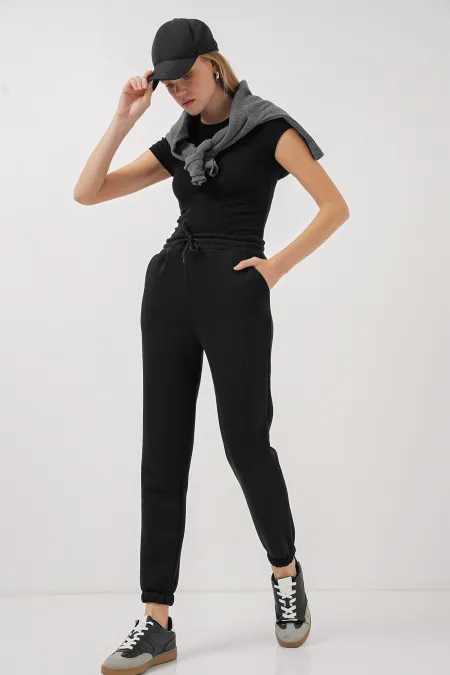 Pantalon de survêtement à trois fils 55450 - Noir