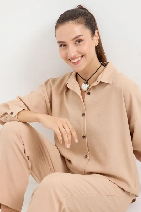 6622 Linen Two Piece Set - Biscuit