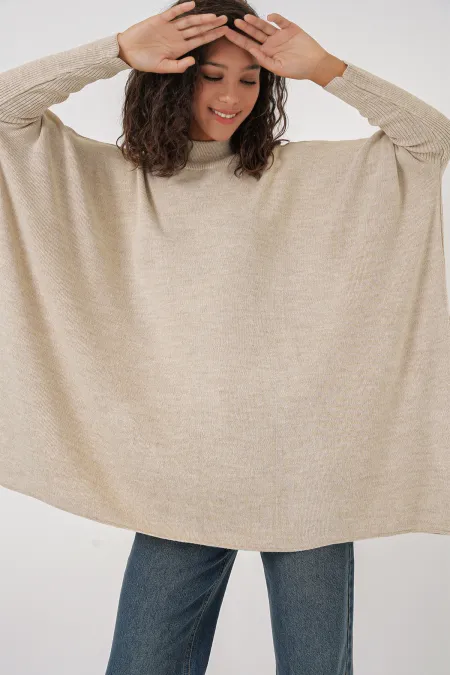 15783 Pull poncho fendu - Beige