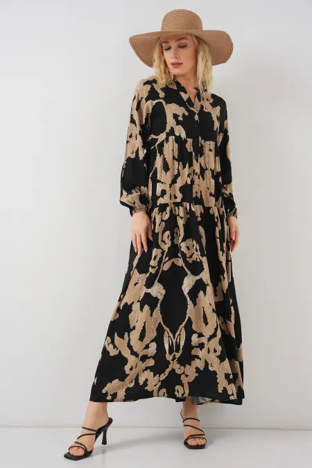 Robe hijab à motifs authentiques 2423 - Beige clair