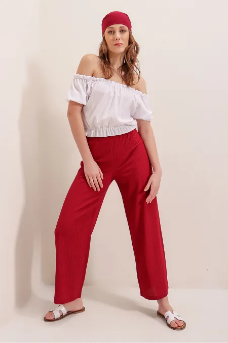 Pantalon tricoté rouge 6543