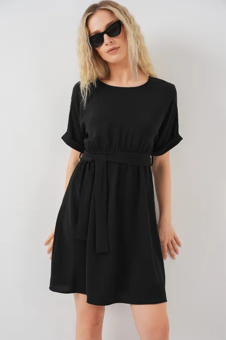 Robe courte Ayrobin à manches courtes pour femme 2572 - Noire