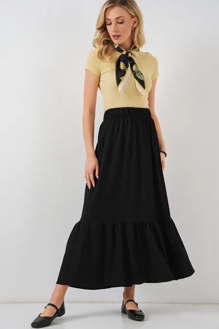 Jupe longue tricotée 1886 - Noire