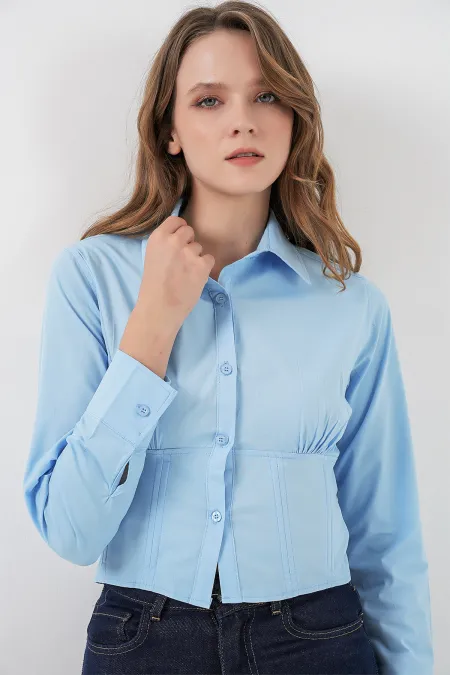 Chemise en popeline coupe ajustée 20231 - Bleue