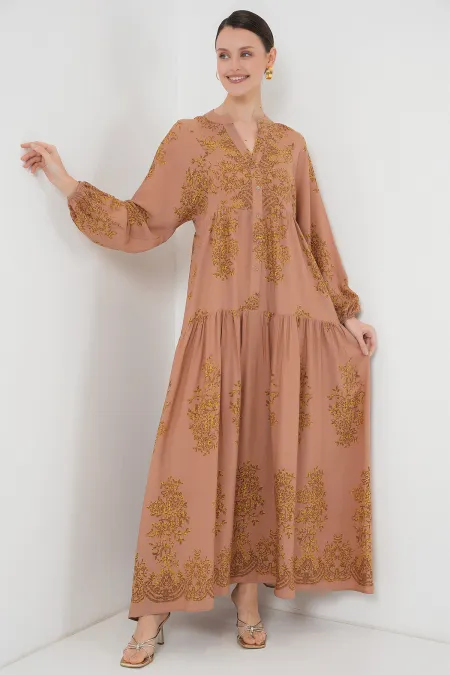 Robe hijab à motif vison et or 2423