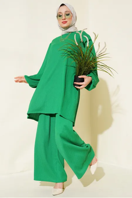 Kadın Yeşil Tunik Pantolon Alt Üst Takım 6663