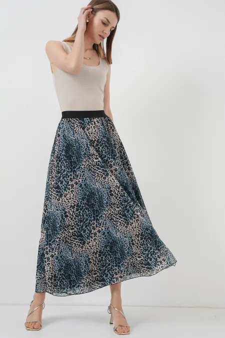 Jupe longue en mousseline 8032 - Indigo