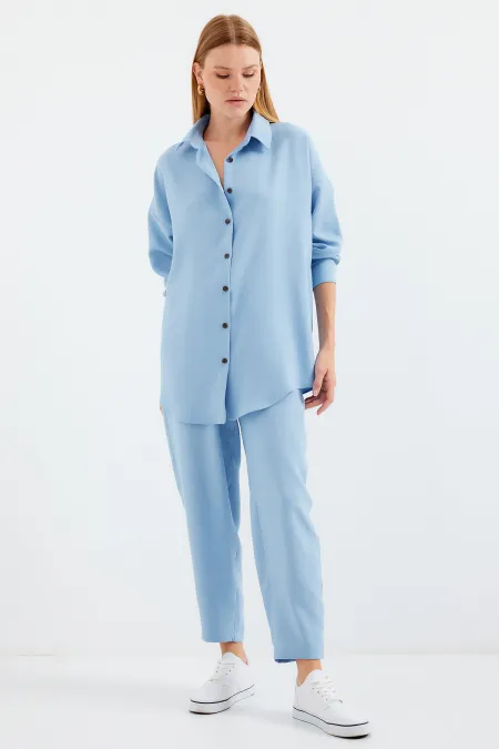 6622 Linen Two Piece Suit - Blue