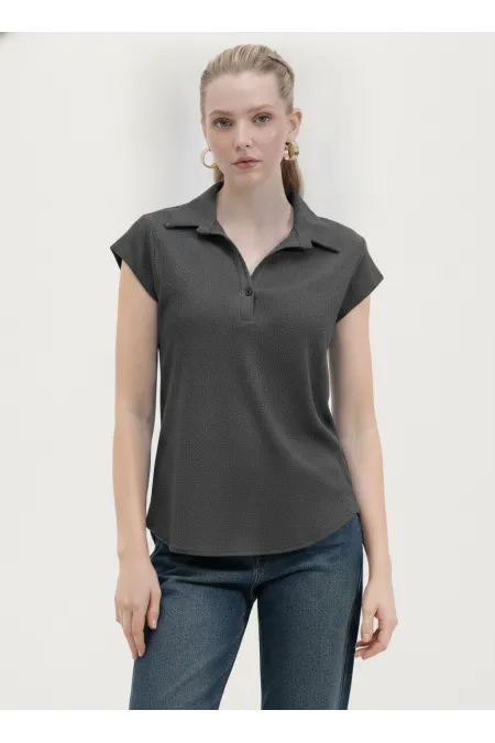 Chemisier tricoté à col polo 20123 - Anthracite