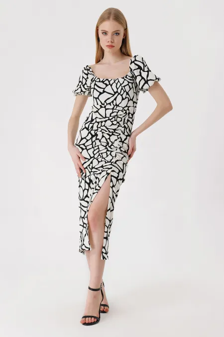 2396 Slit Summer Knitted Dress - D. Black