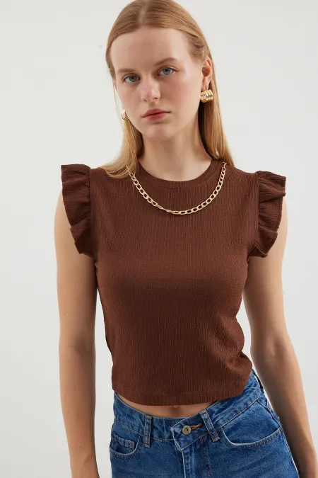 0430 Knitted Blouse - Brown