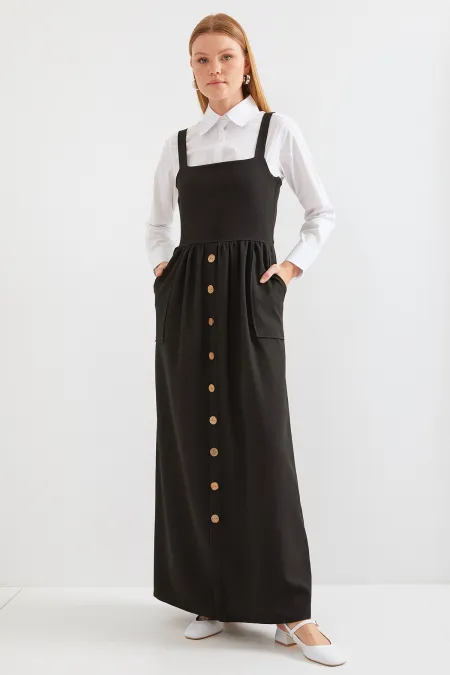 2490 Long Overall Dress - Black