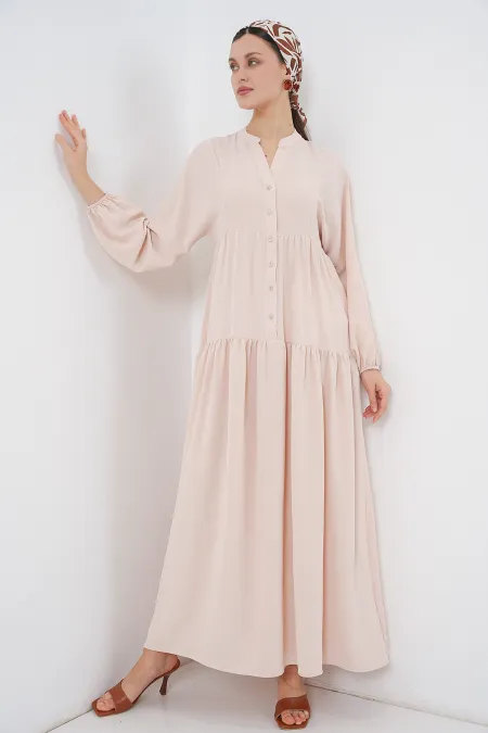 2527 Women's Long Hijab Dress - Beige 2527 Women's Long Hijab Dress - Beige