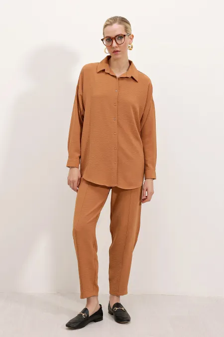 6593 Oversize Two Piece Suit - Tan