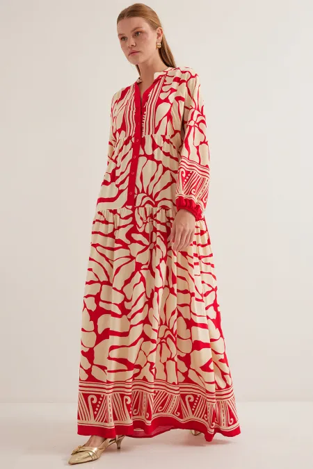 Robe hijab en viscose rouge beige pour femme 2423