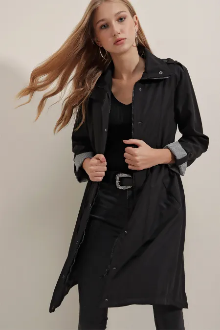 Trench-coat à ceinture 5808 - Noir