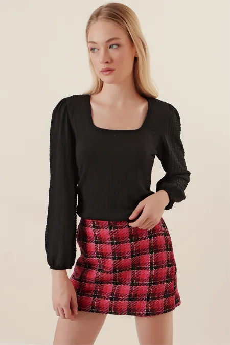 0442 Long Sleeve Blouse - Black