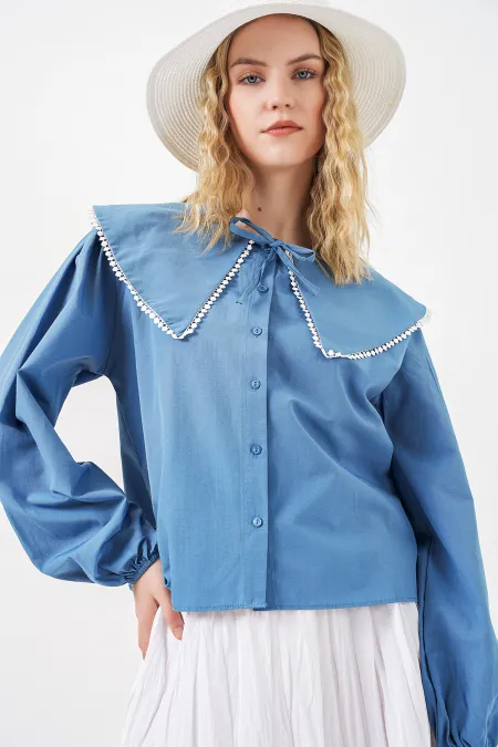Women's Baby Collar Shirt 20314 - Indigo