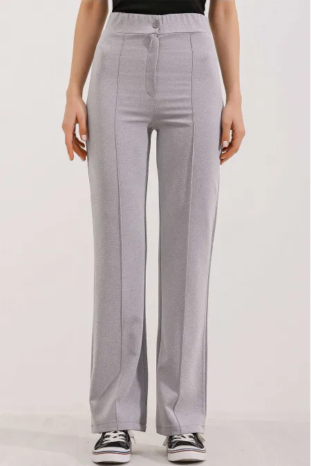 Pantalon palazzo taille haute 6629 - Gris