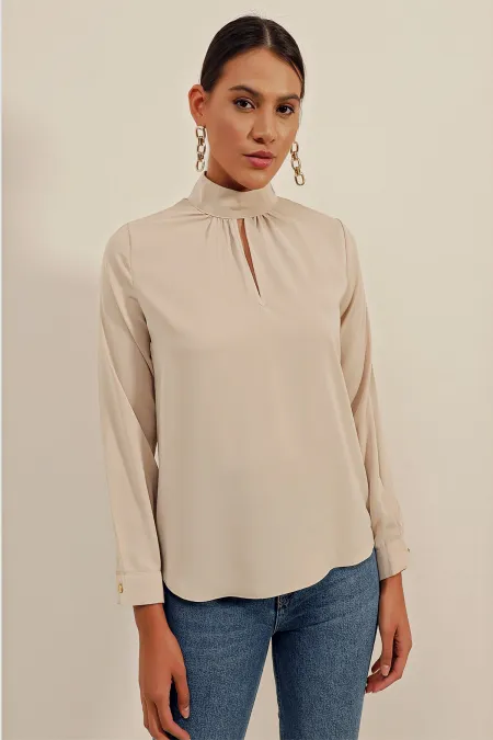 0418 Window Detail Blouse - Beige