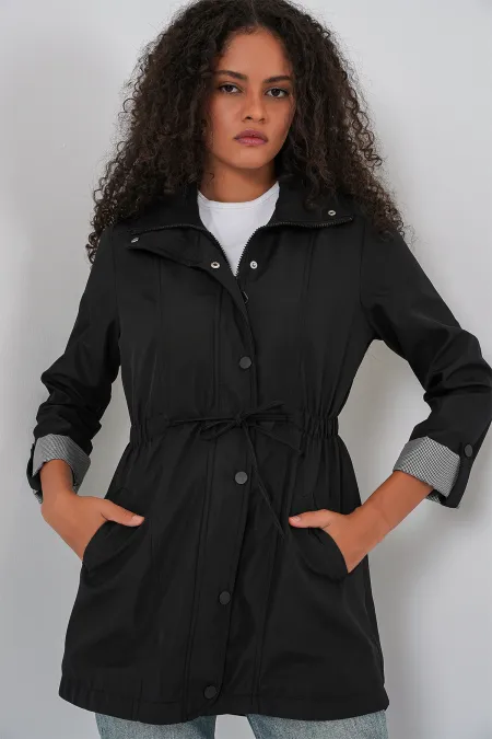 Trench-coat à taille cintrée 10322 - Noir