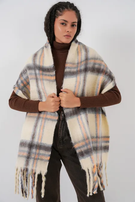 Women's Soft Textured Thick Shawl Scarf 15951 - C. Beige