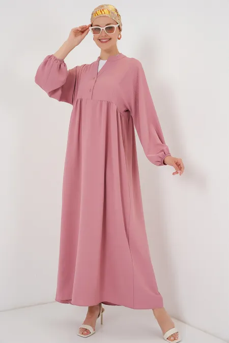 Robe longue hijab pour femme 2525 - Rose poudré