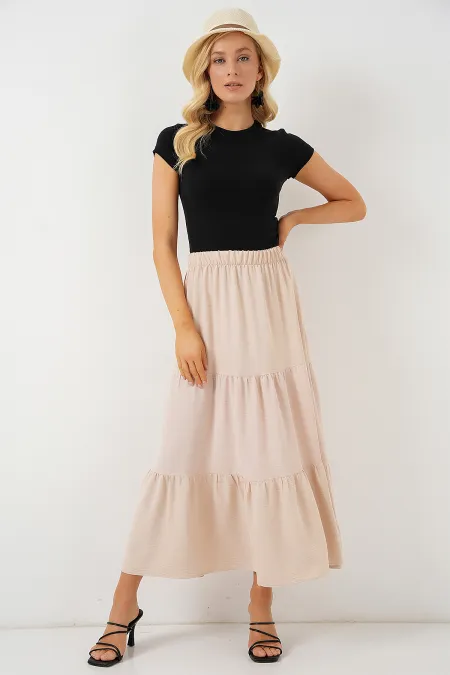 Women's Ayrobin Long Skirt 8048 - Beige