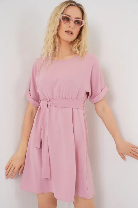 Women's Short Sleeve Mini Ayrobin Dress 2572 - Powder