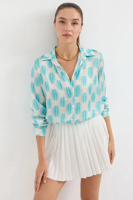 3964 Chemise en satin fluide - B.Turquoise