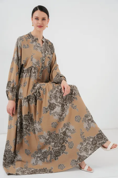 2423 Authentic Patterned Hijab Dress - A. Vizon 2423 Authentic Patterned Hijab Dress - A. Vizon