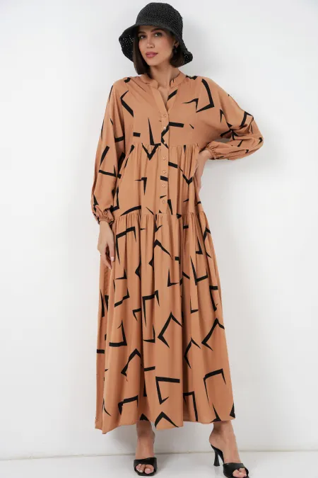 Robe longue hijab à motifs pour femme 2585 - A. Mink